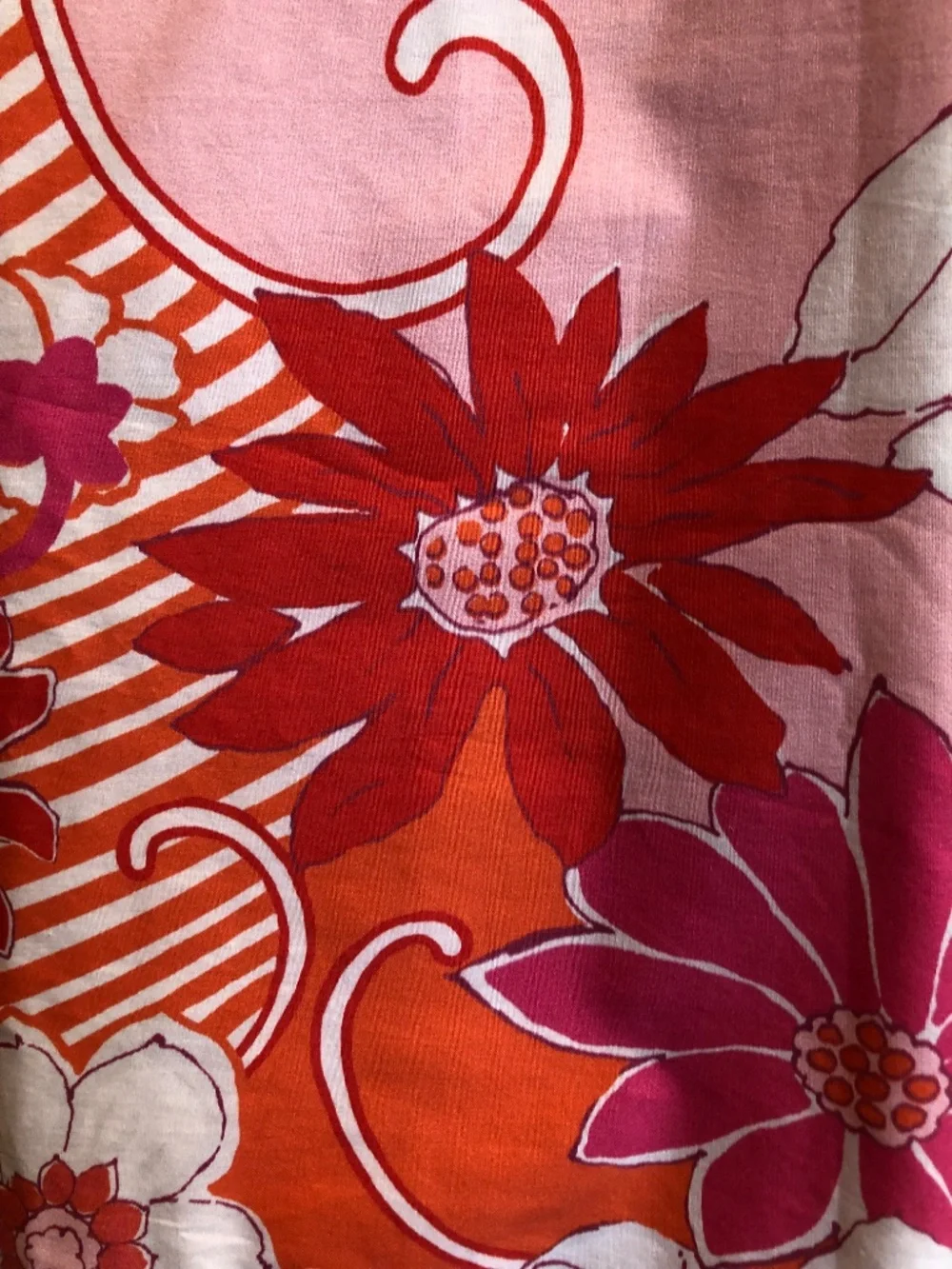 Annie Selke 100% cotton shower curtain Far Out Floral groovy retro '70s style